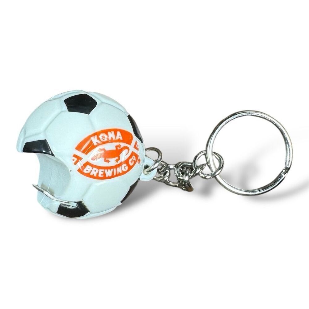 Kona‎ Brewing Co Soccer Ball Key Chain Bottle Opener White Black Orange